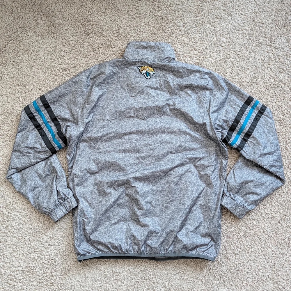 NFL Jacksonville Jaguars Gray Blue 1/4 Zip Pullover Windbreaker Jacket Medium - Picture 2 of 9